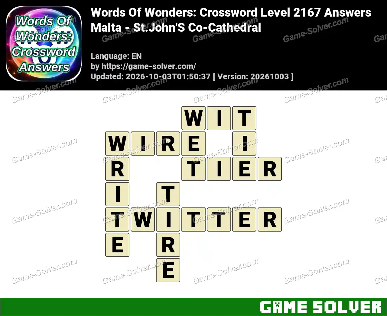 Words Of Wonders: Crossword Level 2167 Answers – Malta – St.John’S Co-Cathedral